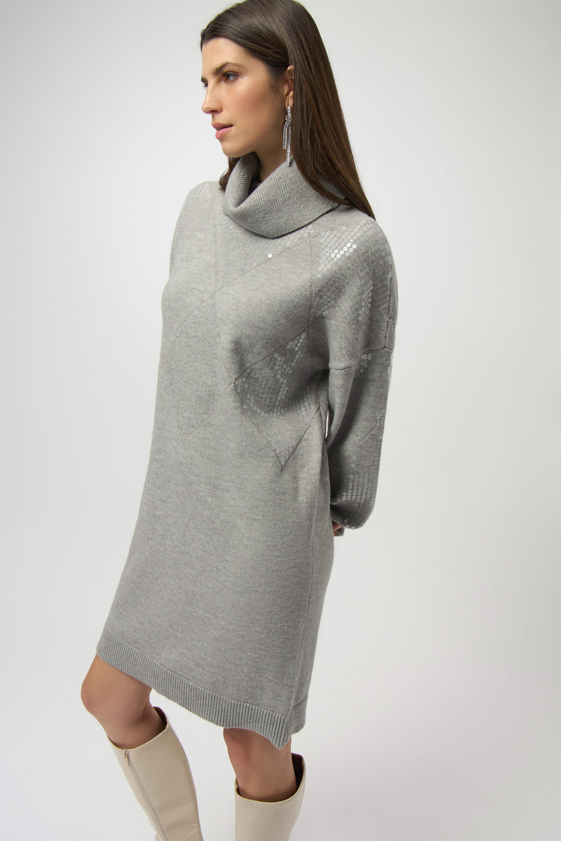 Straight Dress With Sequin - Grey Melange