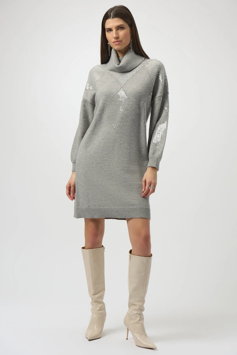 Straight Dress With Sequin - Grey Melange