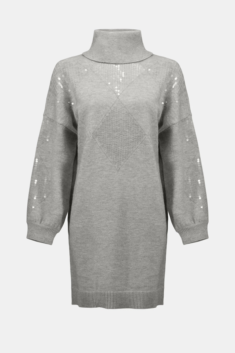 Straight Dress With Sequin - Grey Melange