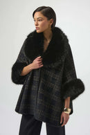 Jacquard Sweater Knit Cape - Black/gold