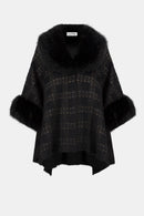 Jacquard Sweater Knit Cape - Black/gold