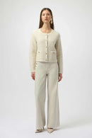 Sequined Knit Cardigan - Winter White/gold