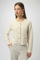 Sequined Knit Cardigan - Winter White/gold