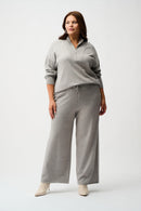 Knit Wide Leg Trousers - Grey Melange