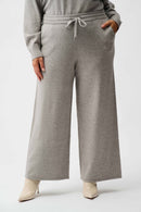 Knit Wide Leg Trousers - Grey Melange