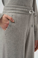 Knit Wide Leg Trousers - Grey Melange