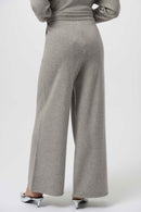 Knit Wide Leg Trousers - Grey Melange