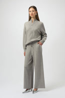 Knit Wide Leg Trousers - Grey Melange