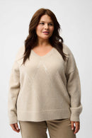Knit Pullover with Sequin - Oyster