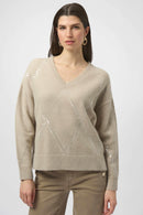 Knit Pullover with Sequin - Oyster