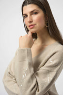 Knit Pullover with Sequin - Oyster
