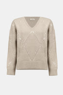 Knit Pullover with Sequin - Oyster