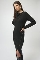 Sweater Knit Sheath Dress - Black
