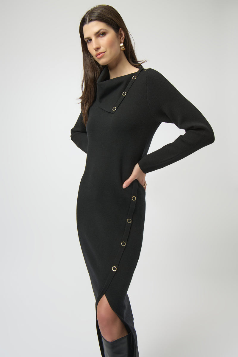 Sweater Knit Sheath Dress - Black