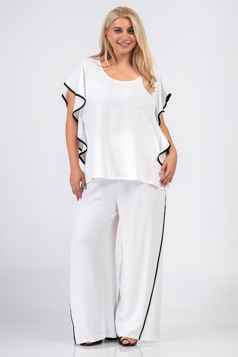 Top with trim - White