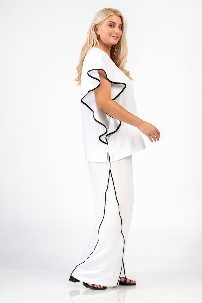 Top with trim - White