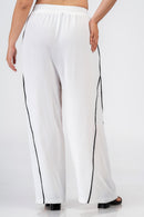 Trouser with side trim - White