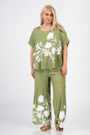 Print Trousers- Olive