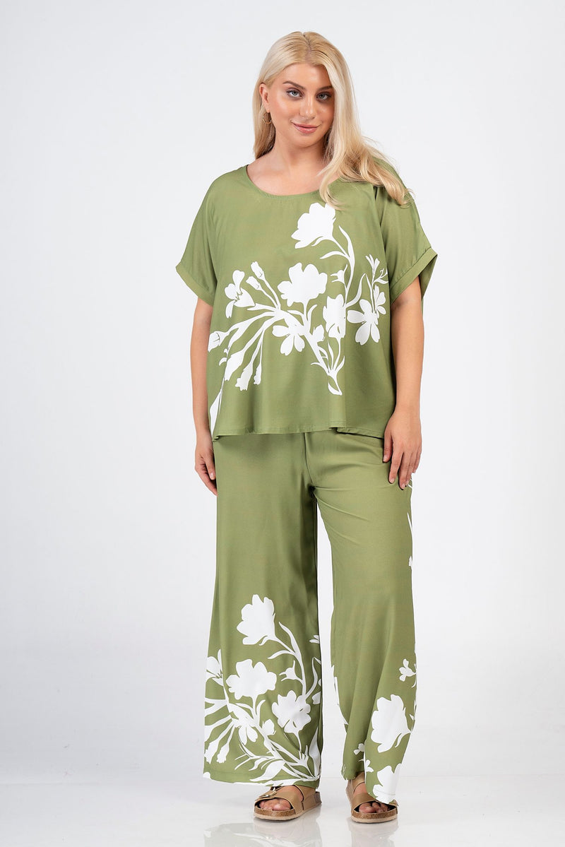 Print Trousers- Olive