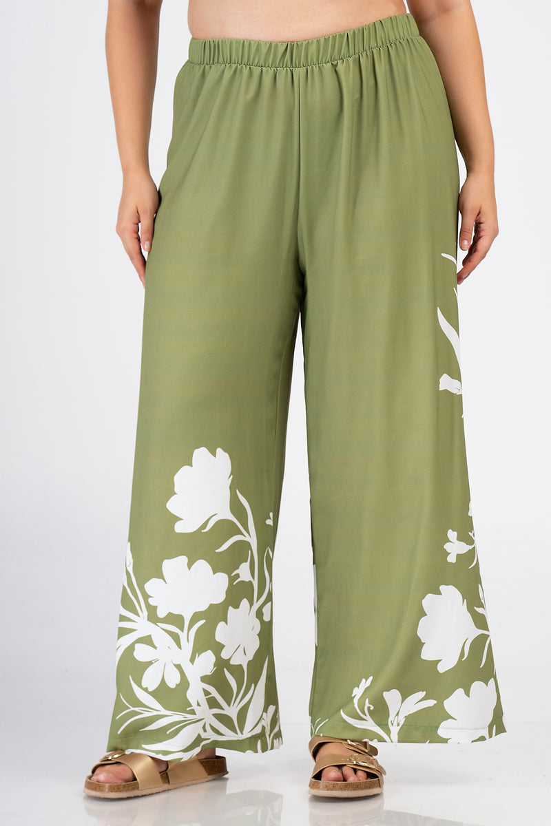 Print Trousers- Olive