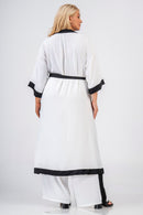 Coat with trim - White