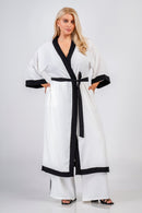 Coat with trim - White