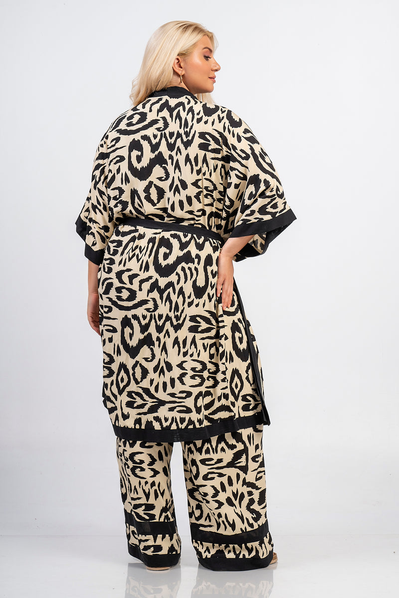 Kimono - Beige/black