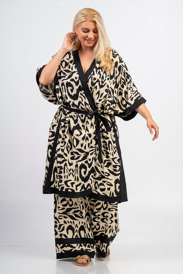 Kimono - Beige/black