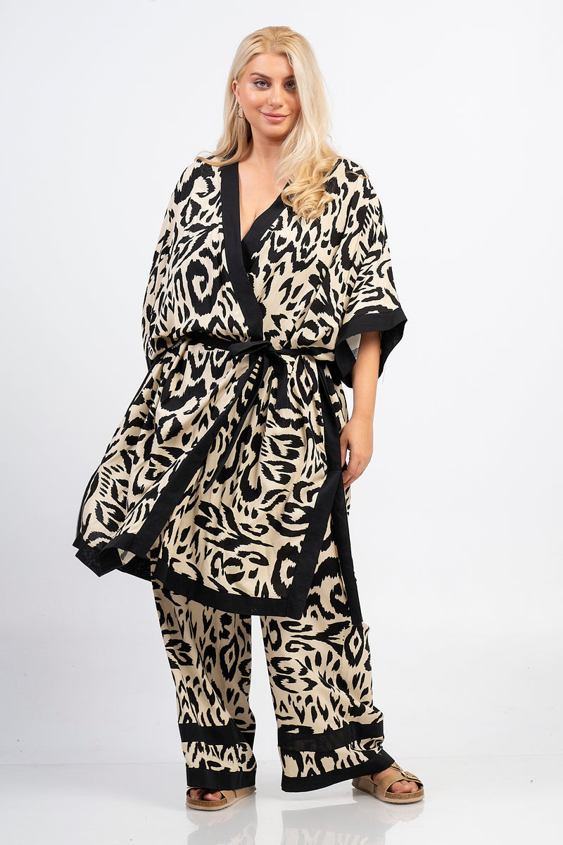 Kimono - Beige/black