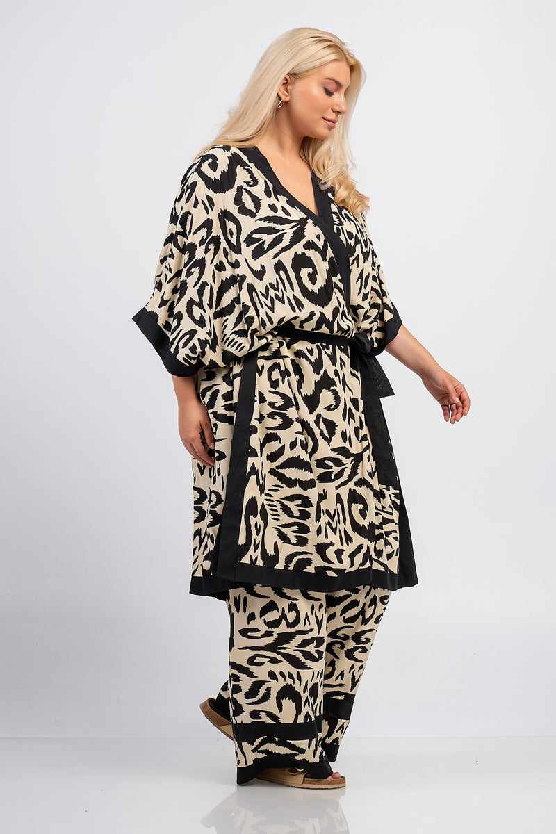 Kimono - Beige/black