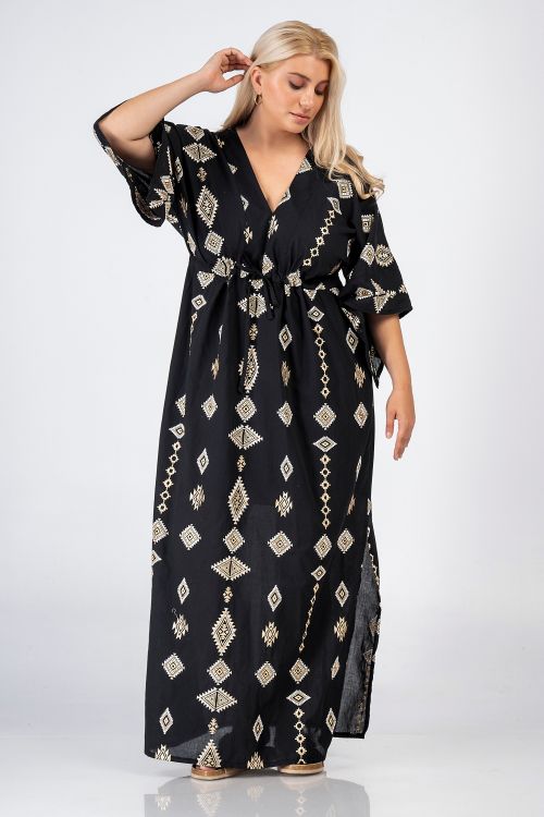 Black/gold Greek Dress - Black