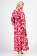 Faux Wrap Dress - Red/pink