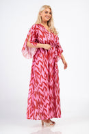 Faux Wrap Dress - Red/pink