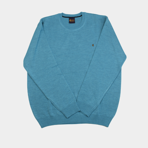 Plain Crew Neck Jumper - Aqua