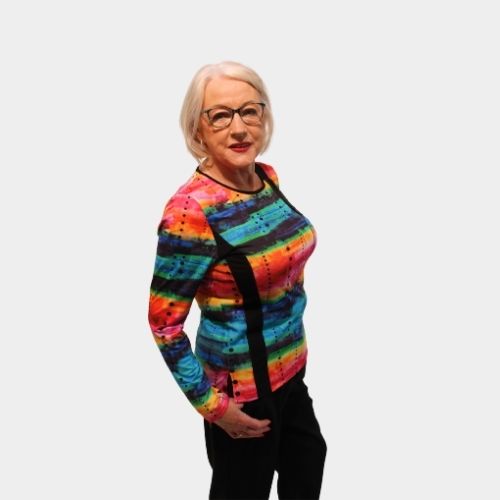 Zip Detail Round Neck Jumper - Print