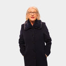 Fur Detail Coat - Navy