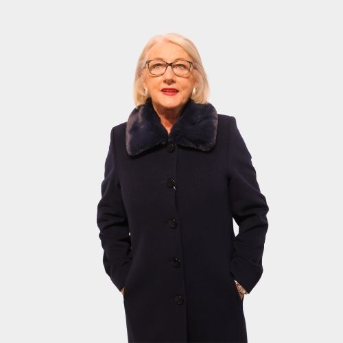 Fur Detail Coat - Navy