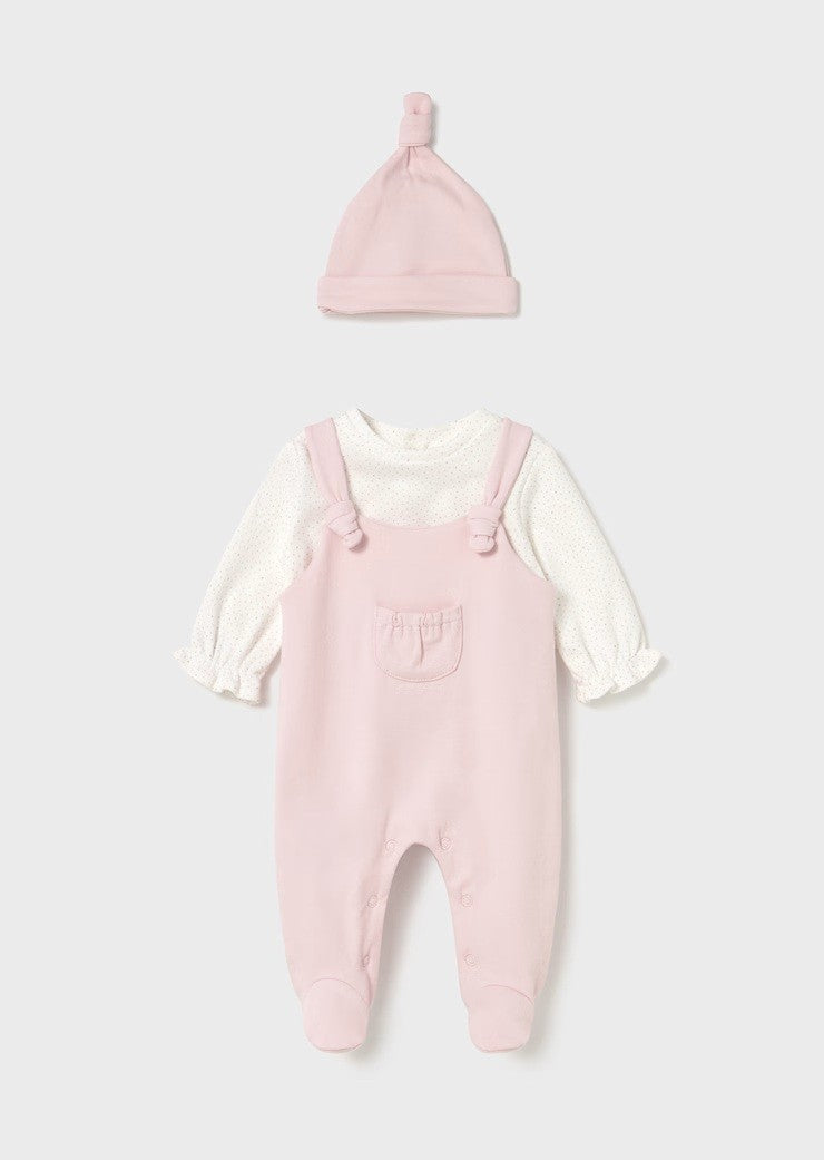 Long Bodysuit w Hat - Baby Rose