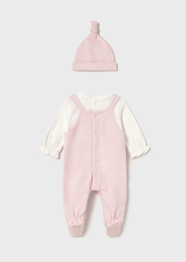 Long Bodysuit w Hat - Baby Rose