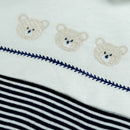 Stripe All In One, Teddy & Hat - Navy