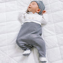 Stripe All In One, Teddy & Hat - Navy