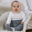 Stripe All In One, Teddy & Hat - Navy