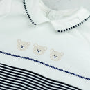 Stripe All In One, Teddy & Hat - Navy