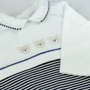 Stripe All In One, Teddy & Hat - Navy