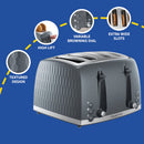 Honeycomb 4 Slice Toaster Grey