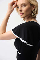 Contrast Trim Wrap Dress - Black/vanilla