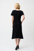 Contrast Trim Wrap Dress - Black/vanilla
