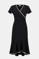 Contrast Trim Wrap Dress - Black/vanilla