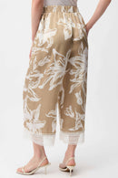 Floral Culotte Trouser - Beige & Vanilla