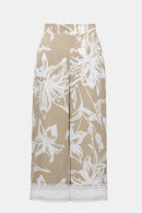 Floral Culotte Trouser - Beige & Vanilla